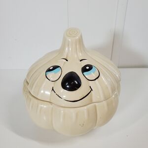 Vintage Kitsch Garlic Keeper Anthropomorphic Jar